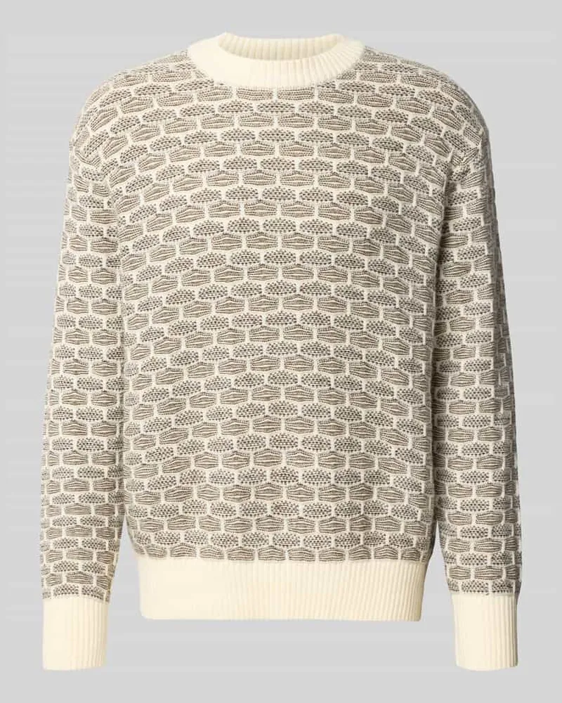Selected Homme Relaxed Fit Strickpullover aus Woll-Mix Modell 'KEITH Offwhite