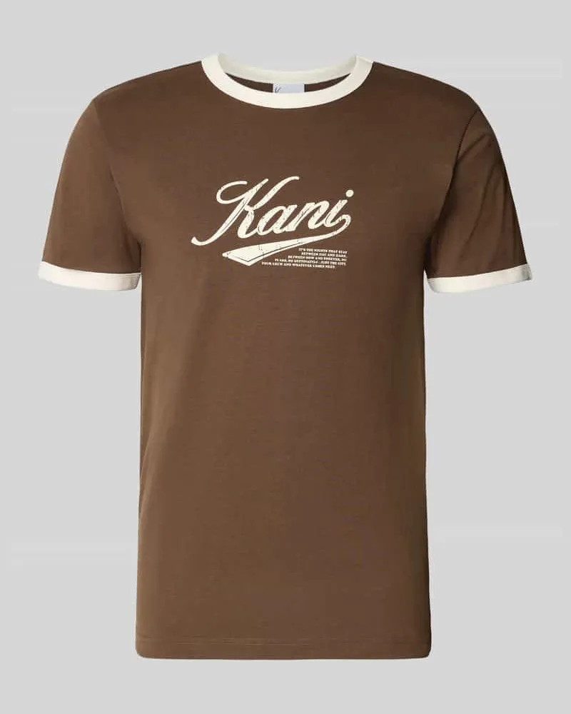 Karl Kani T-Shirt mit Label-Print und Rundhalsausschnitt Mittelbraun