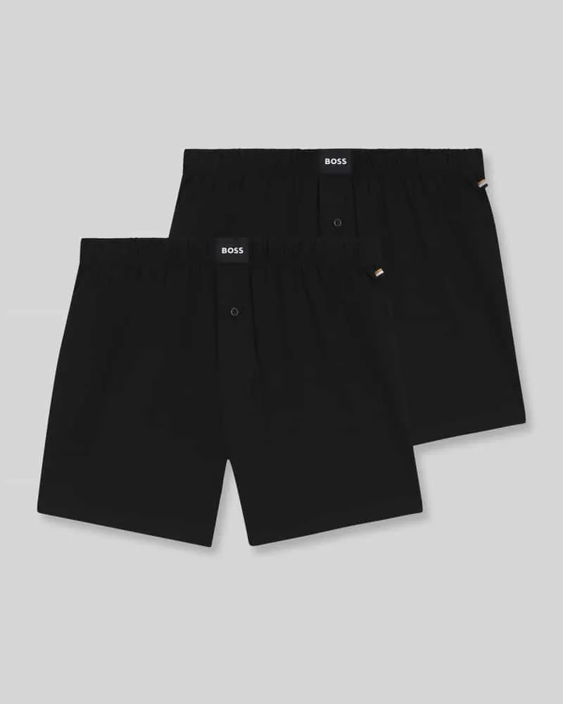 HUGO BOSS Regular Fit Boxershorts aus Baumwoll-Mix Modell '2P JERSEY BOXER Black
