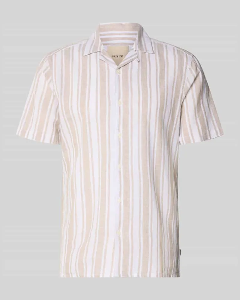 Only & Sons Regular Fit Leinenhemd aus Baumwoll-Leinen-Mix Modell 'CAIDEN Oliv