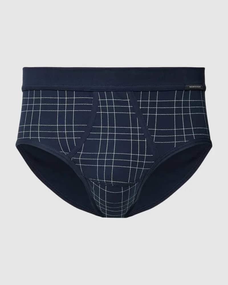 Schiesser Slip mit grafischem Muster Modell 'FINE INTERLOCK Dunkelblau