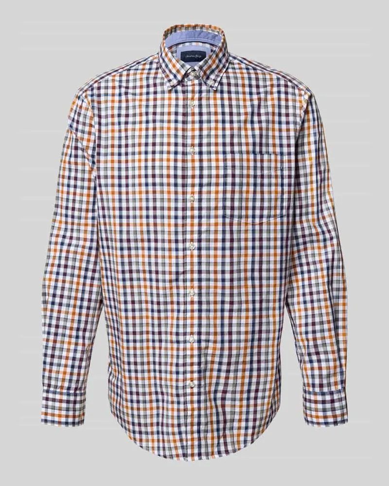 Christian Berg Regular Fit Freizeithemd mit Button-Down-Kragen 