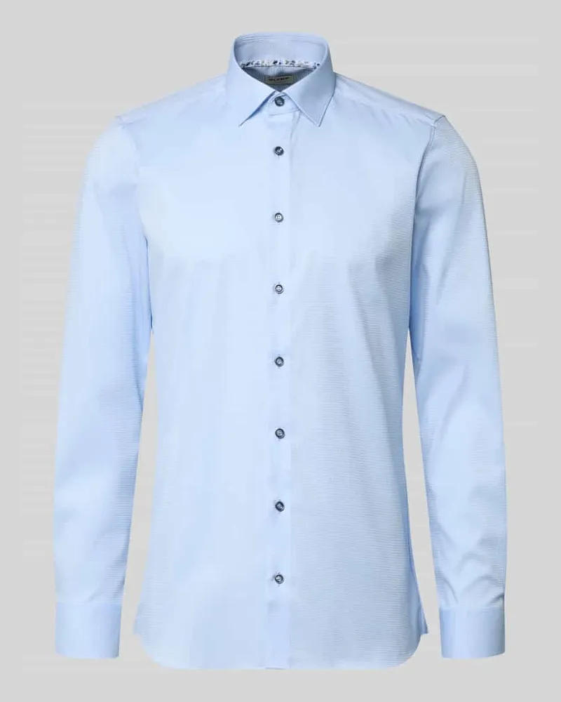 Olymp Regular Fit Businesshemd aus Baumwolle-Mix mit Kentkragen Bleu