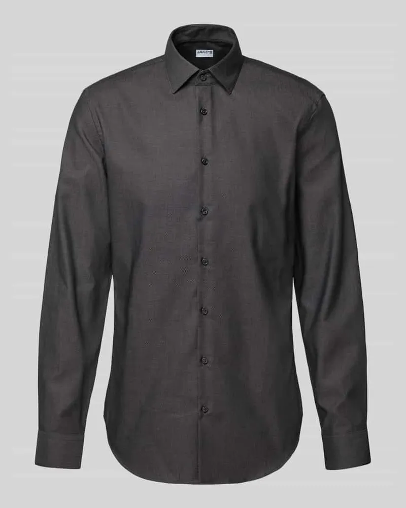 JAKE*S Slim Fit Business-Hemd mit Knopfleiste 
