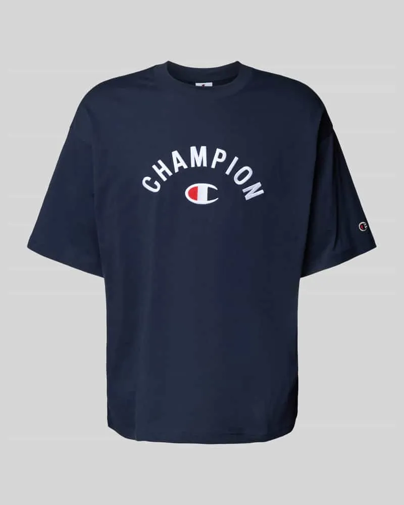 Champion Relaxed Fit T-Shirt mit Label-Stitching Dunkelblau