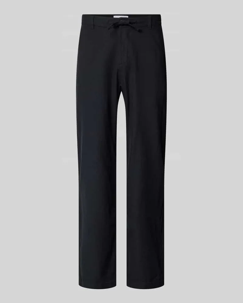 Selected Homme Loose Fit Hose aus Baumwoll-Leinen-Mix Modell 'BRODY Black