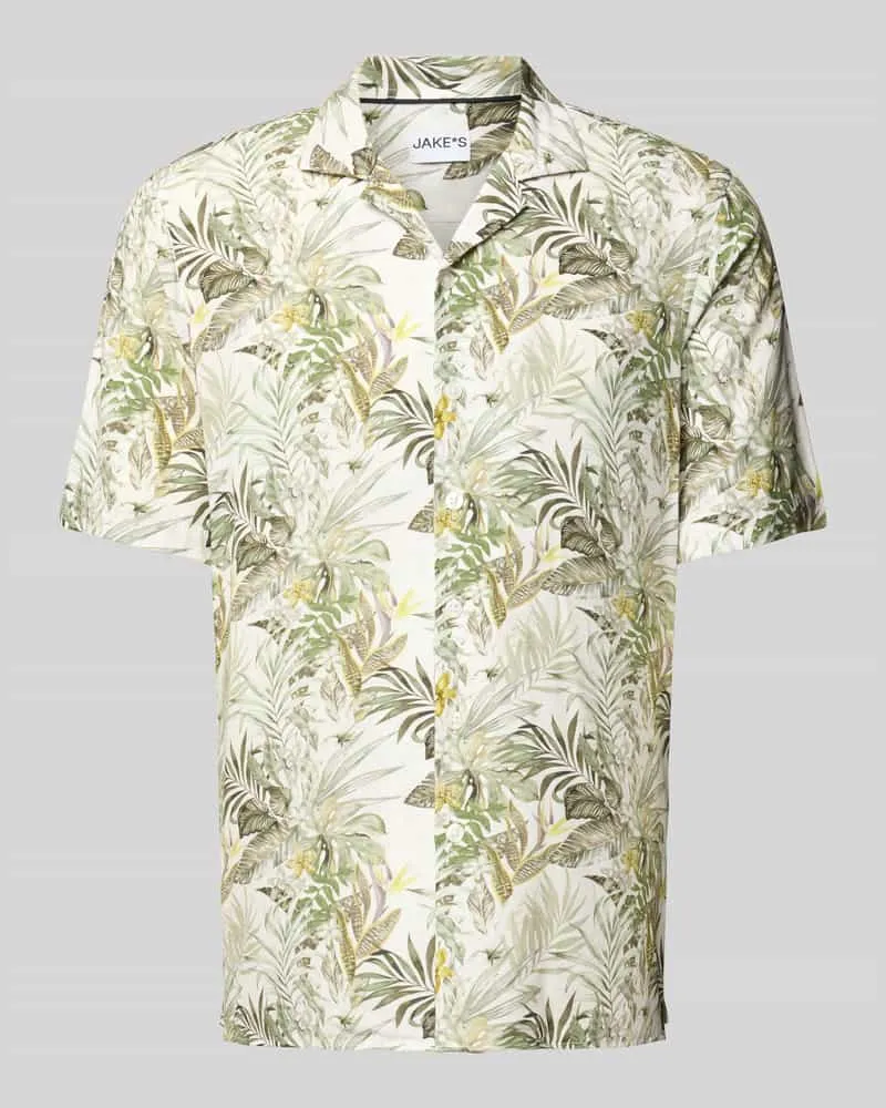 JAKE*S Slim Fit Freizeithemd mit kurzem Arm Weiss