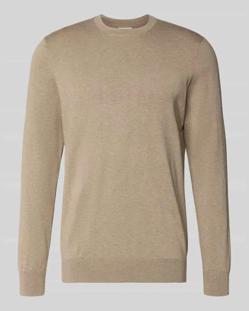Profuomo Regular Fit Strickpullover mit Seide-Anteil Beige