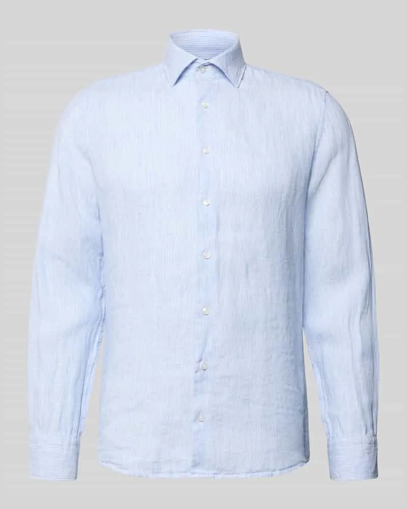Seidensticker Slim Fit Leinenhemd mit Kentkragen Bleu