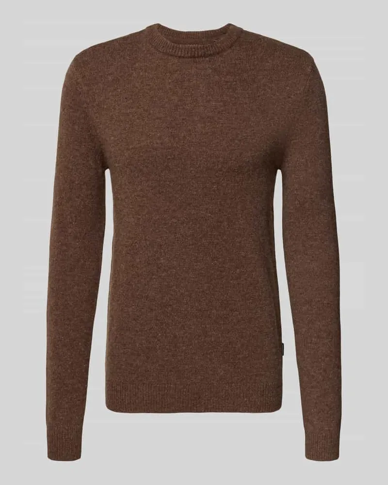 Blend Strickpullover mit gerippten Abschlüssen Modell 'BRANKO Dunkelbraun