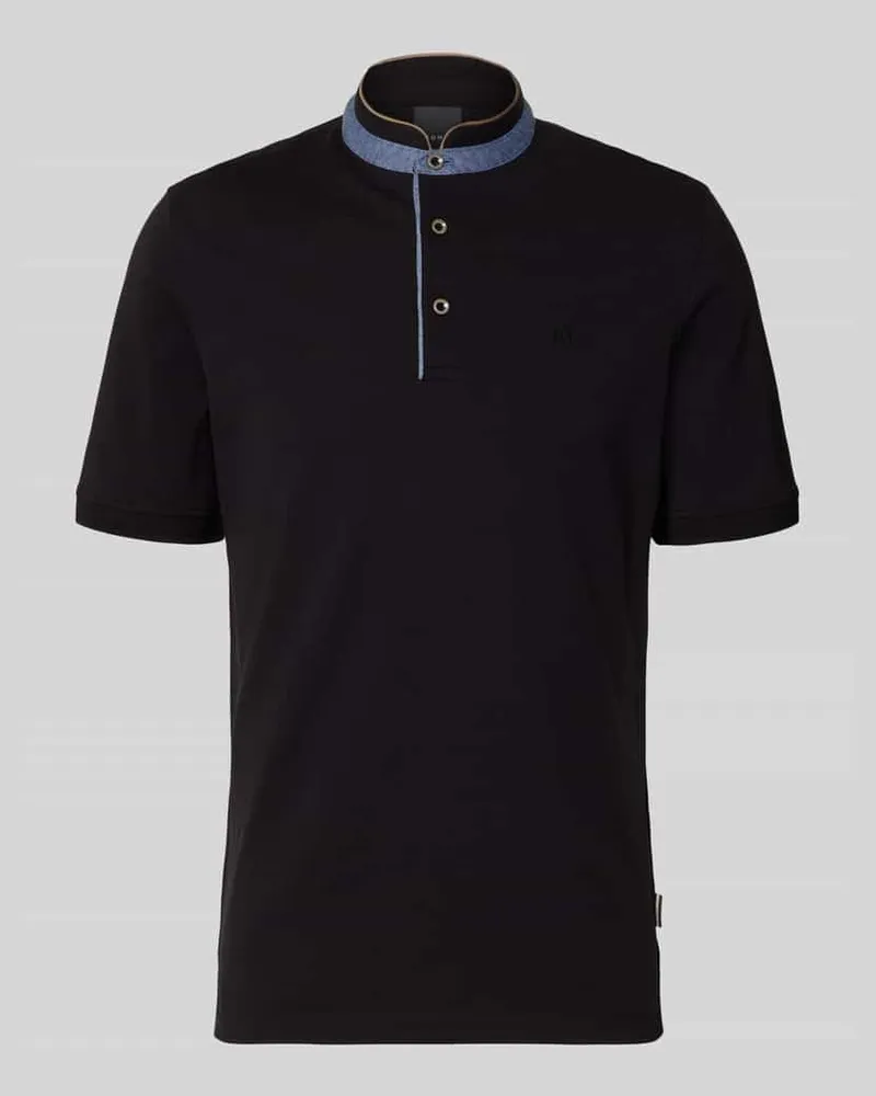 Bugatti Regular Fit Poloshirt mit Stehkragen und Logo-Stitching Black