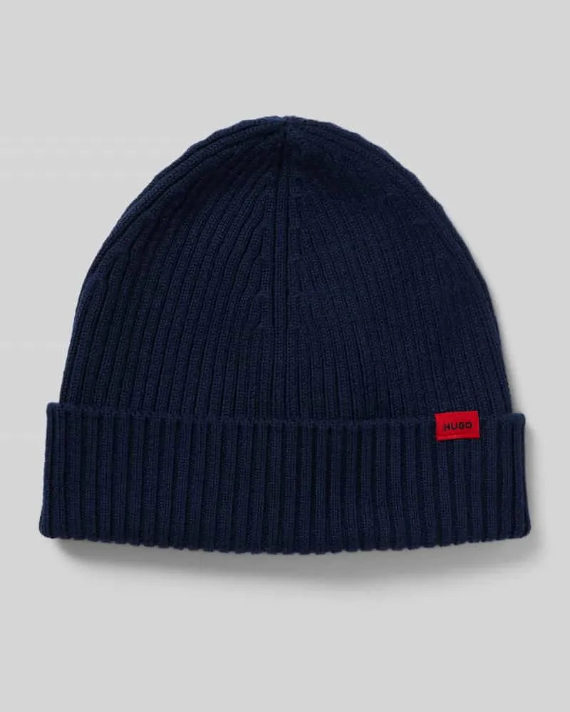 HUGO BOSS Beanie aus reiner gerippter Schurwolle Modell 'XOLA Marine