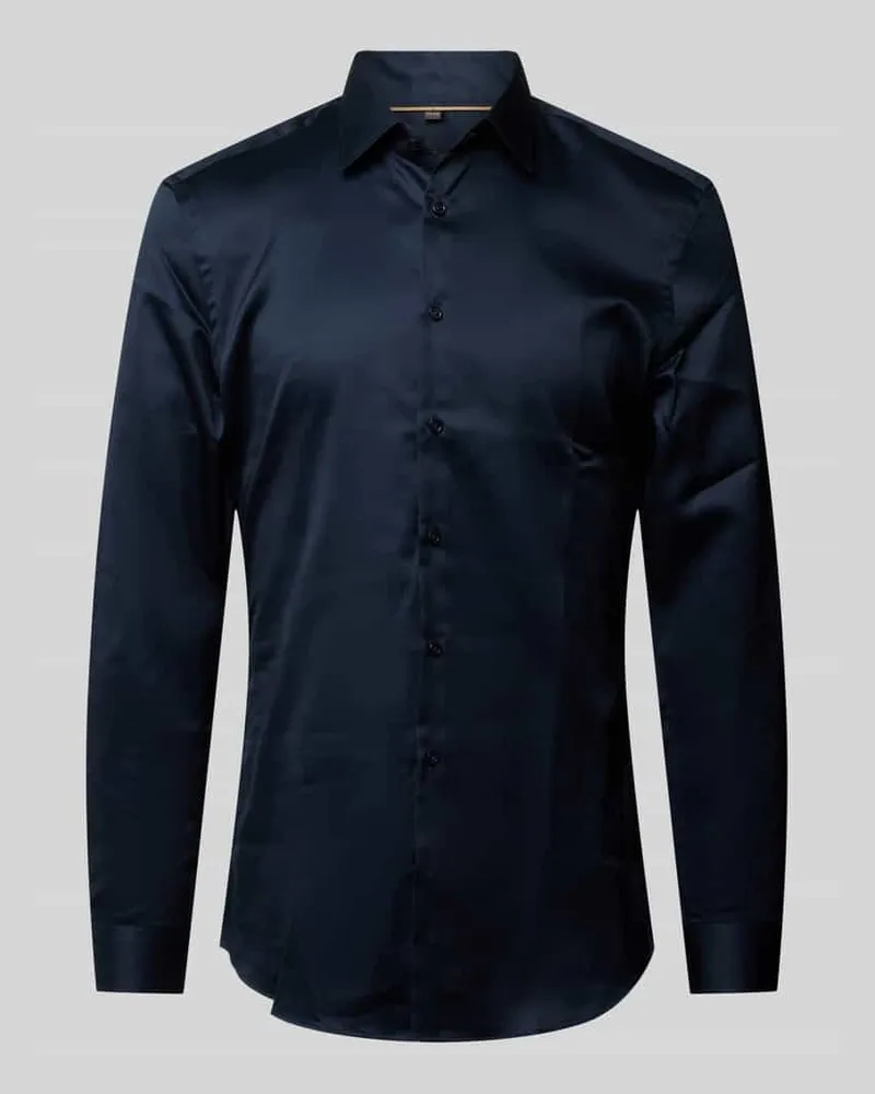 JAKE*S Super Slim Fit Businesshemd mit Kentkragen Marine