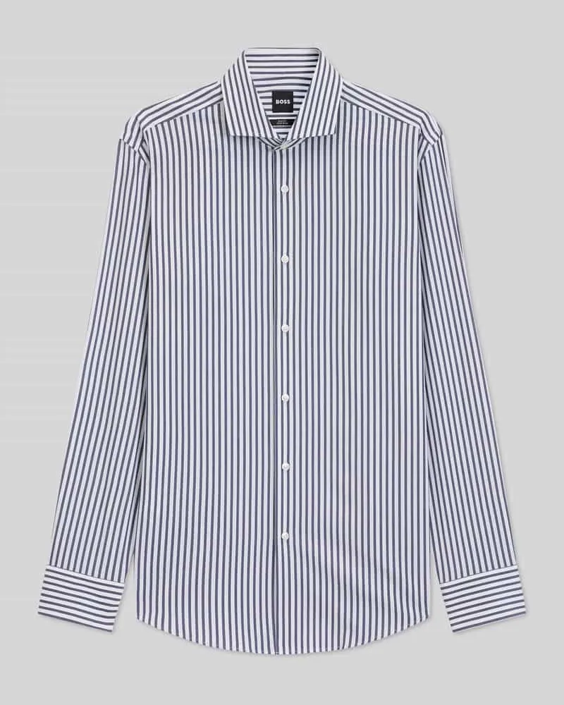 HUGO BOSS Slim Fit Businesshemd aus Baumwoll-Mix Modell 'HANK-SP Marine