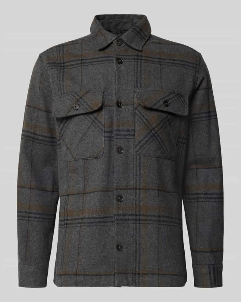 Jack & Jones Freizeithemd mit Knopfleiste Modell 'RAYLE Anthrazit