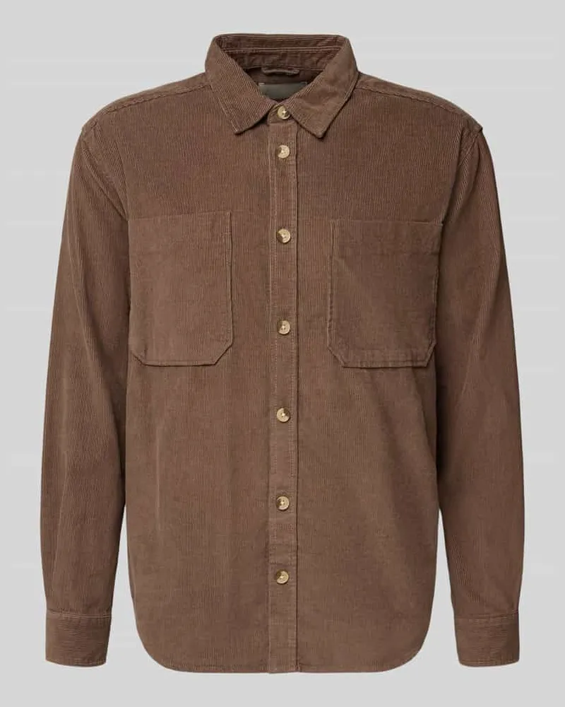 Only & Sons Loose Fit Freizeithemd aus reiner Baumwolle Modell 'ALP Hellbraun