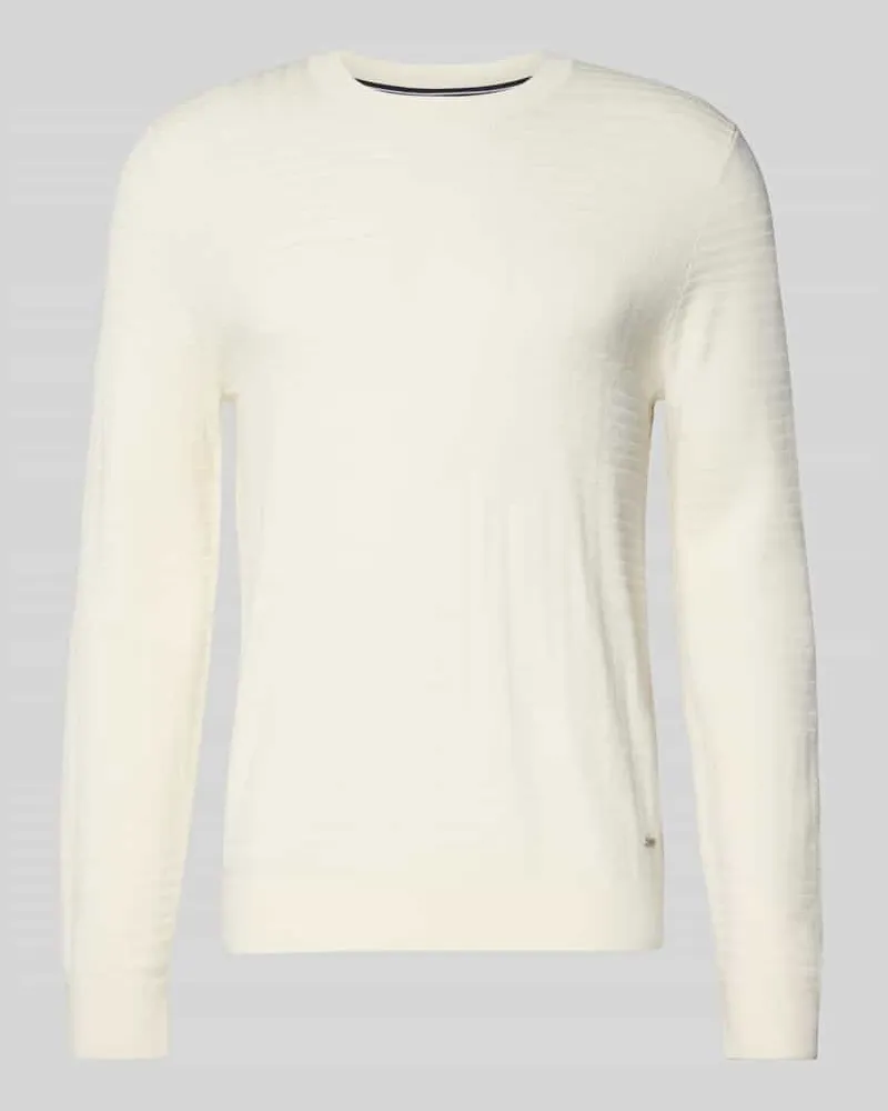 JOOP! Strickpullover mit gerippten Abschlüssen Modell 'Raikon Offwhite