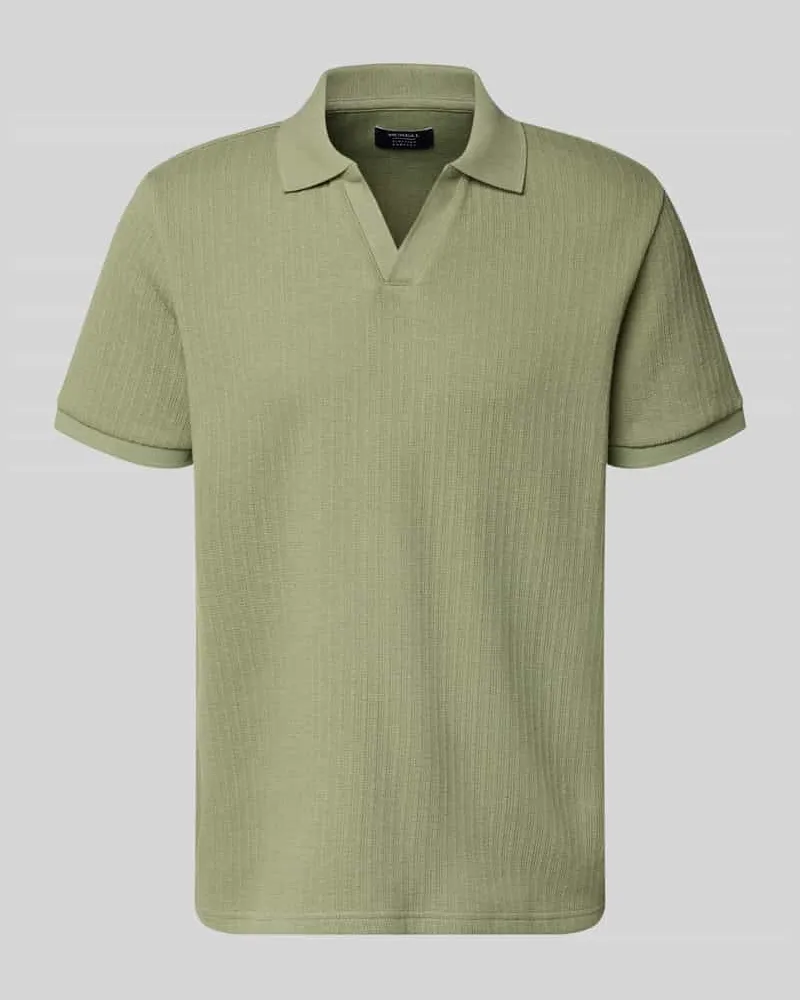 McNeal Regular Fit Strick-Poloshirt mit V-Ausschnitt Lind