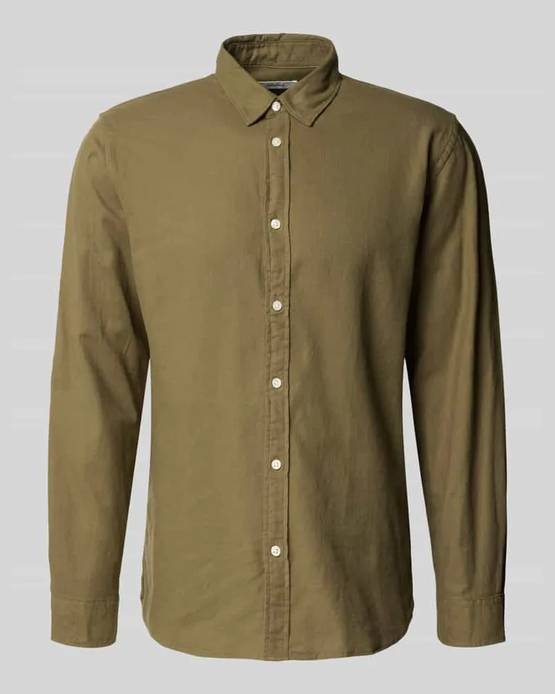 Selected Homme Slim Fit Freizeithemd aus reiner Baumwolle Modell 'SLIMOWEN Oliv
