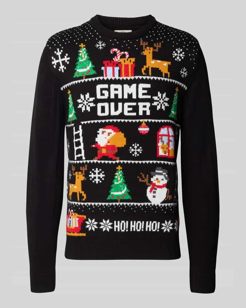 MONTEGO Strickpullover mit gerippten Abschlüssen Black