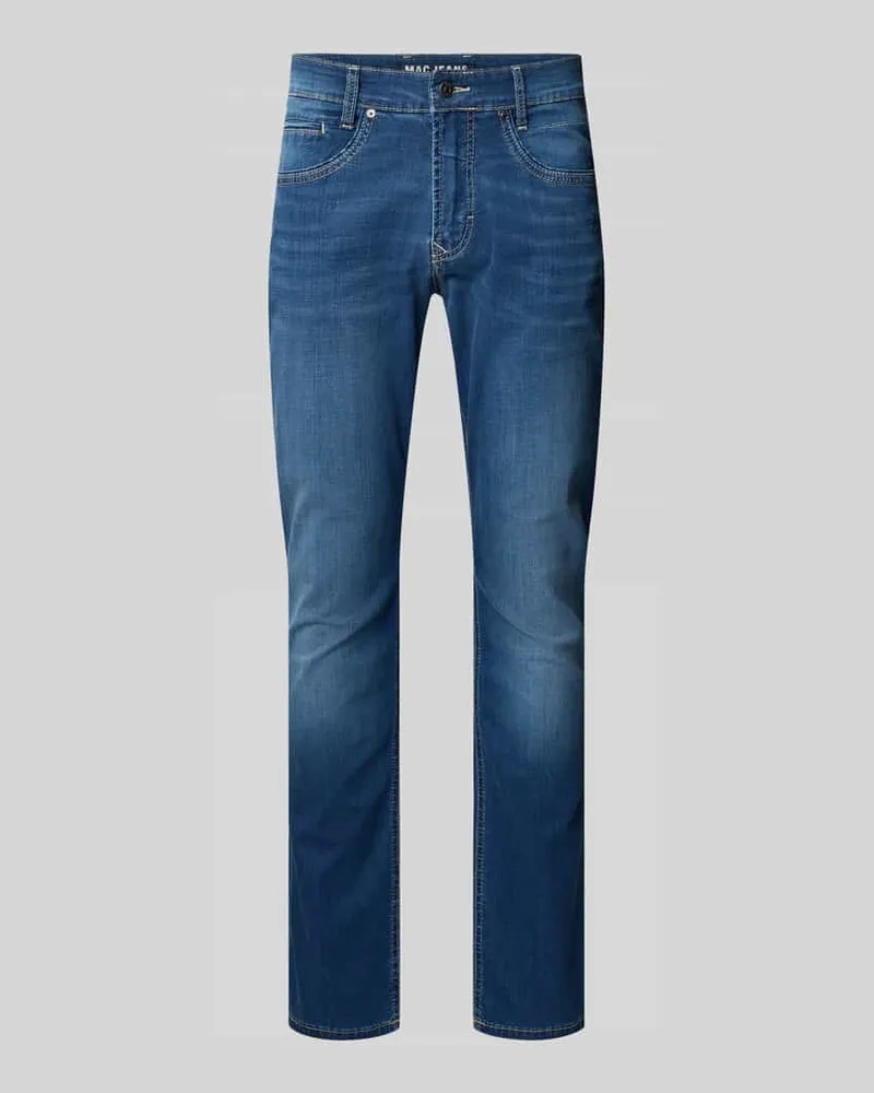 MAC Jeans Straight Fit Jeans aus Baumwoll-Mix Blau