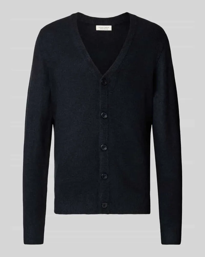 Casual Friday Slim Fit Strickjacke mit V-Ausschnitt Modell 'Heine Dunkelblau
