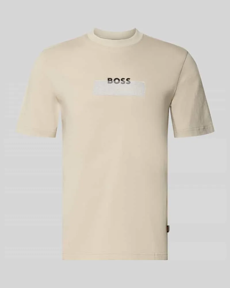 HUGO BOSS Regular Fit T-Shirt aus reiner Baumwolle Modell 'Te_LOGOTAPE Beige
