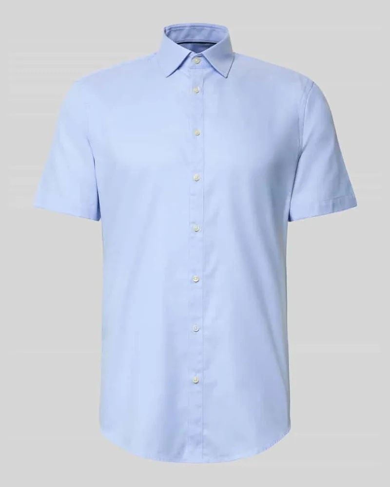 JAKE*S Slim Fit Business-Hemd aus Baumwolle mit Kentkragen Bleu