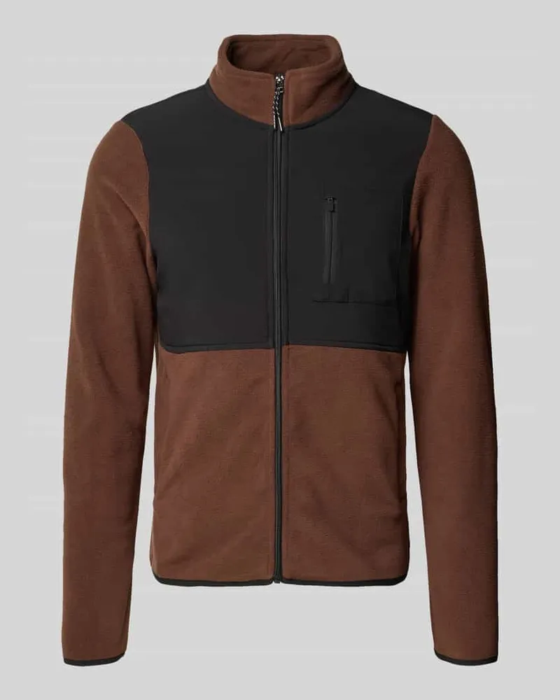 Blend Fleecejacke mit Reißverschlusstaschen Modell 'MARIO Mittelbraun