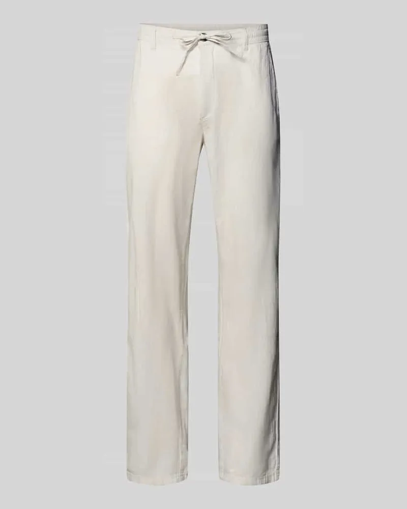 Lindbergh Hose aus Leinen-Baumwoll-Mix mit elastischem Bund Weiss