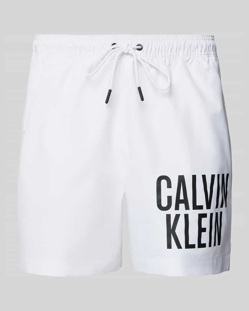 Calvin Klein Badehose mit Label-Print Weiss