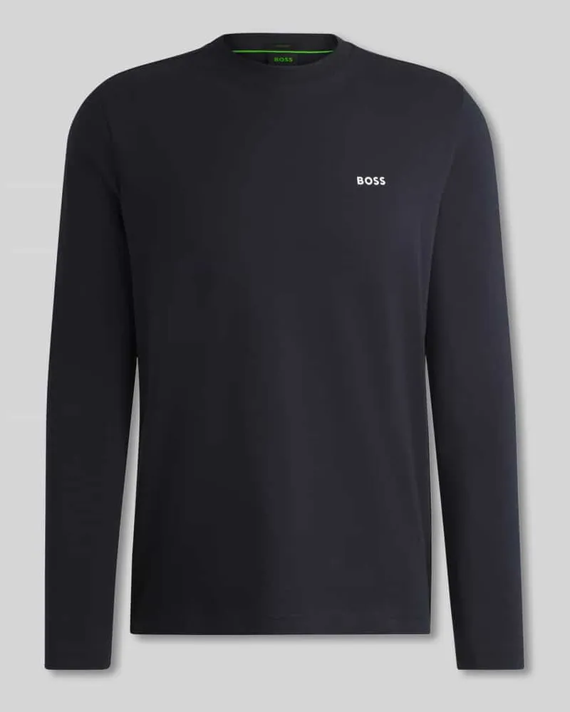 HUGO BOSS Regular Fit Langarmshirt aus Baumwoll-Mix Modell 'TEE LONG Dunkelblau