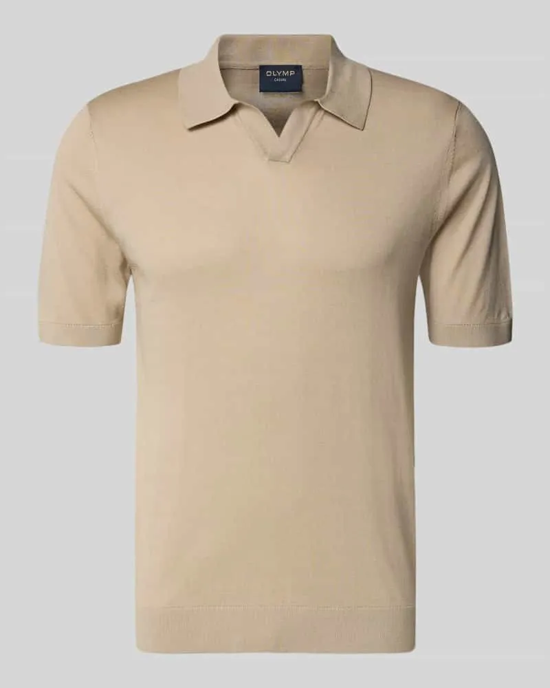 Olymp Slim Fit Poloshirt aus Lyocell-Baumwoll-Mix Beige