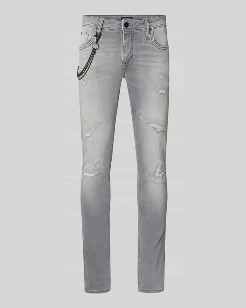 Antony Morato Tapered Fit Jeans mit Ketten-Detail Hellgrau