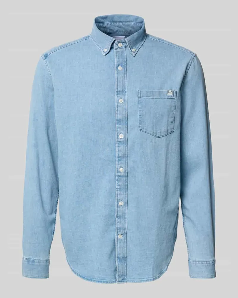 GAP Regular Fit Jeanshemd mit Button-Down-Kragen Hellblau