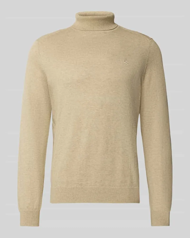Lerros Rollkragenpullover mit Label-Stitching Beige