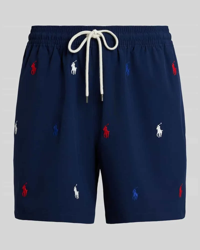 Ralph Lauren Regular Fit Badehose mit Logo-Stitching Dunkelblau