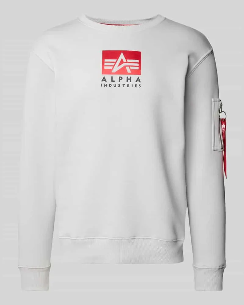 Alpha Industries Sweatshirt mit Rundhalsausschnitt Hellgrau