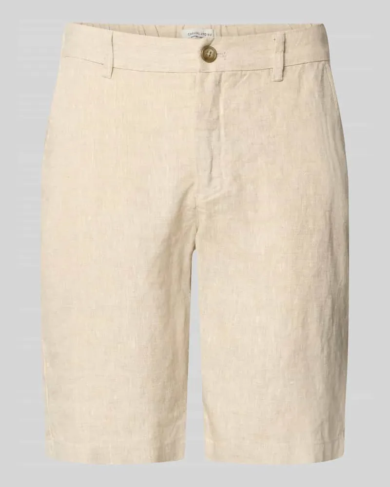 Casual Friday Leinen Shorts mit Eingrifftaschen Modell 'PANDRUP Taupe