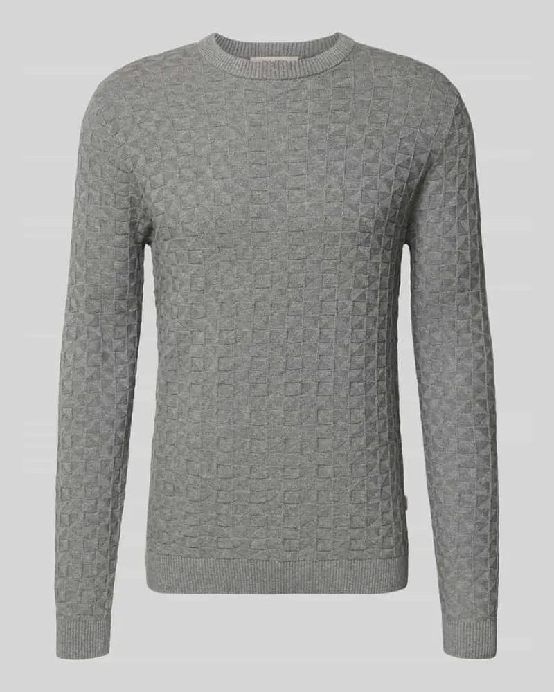 Only & Sons Regular Fit Strickpullover mit Strukturmuster Modell 'KALLE Hellgrau