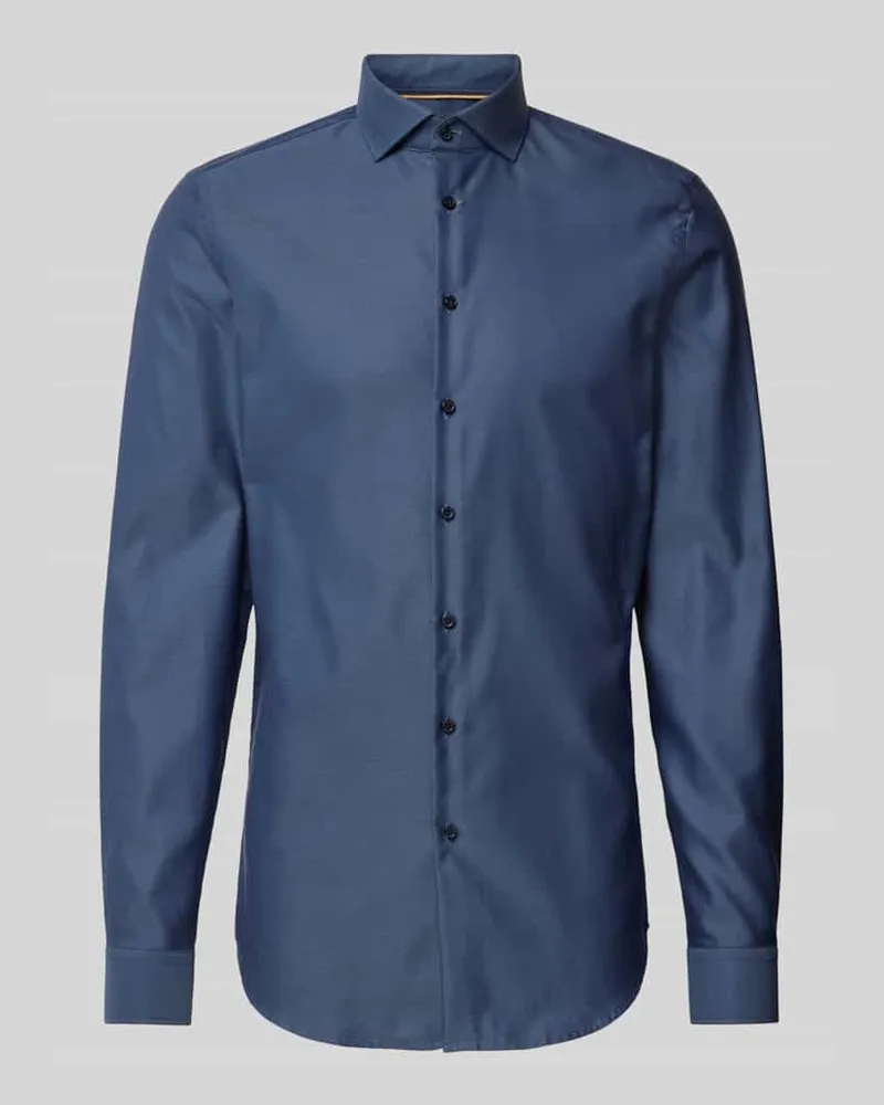 JAKE*S Slim Fit Businesshemd in Premiumqualität mit extra langem Arm Marine