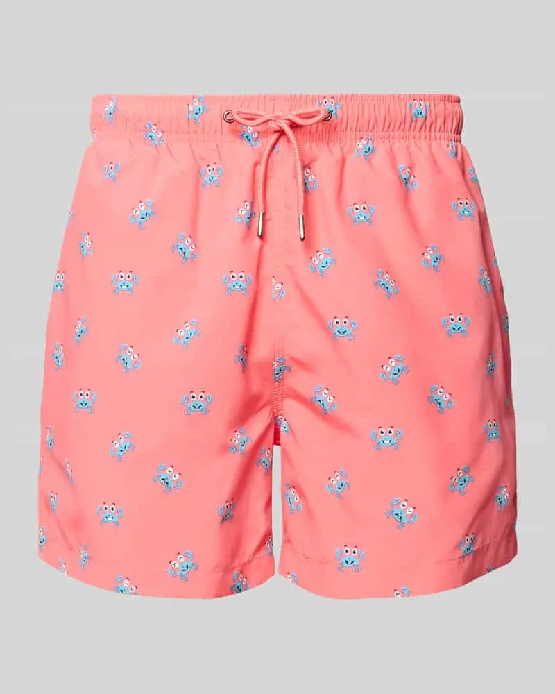 McNeal Badehose im Allover-Look mit elastischem Bund Hellrot