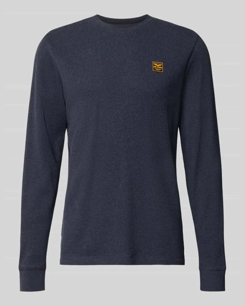 PME Legend Regular Fit Langarmshirt aus Baumwolle mit Waffelstruktur Marine