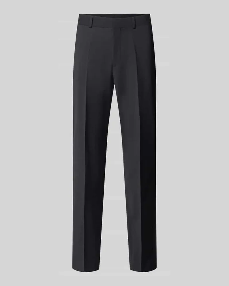 HUGO BOSS Regular Fit Business-Hose aus Wolle mit Bügelfalten Black