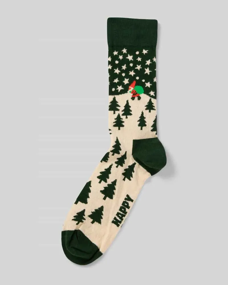Happy Socks Regular Fit Socken mit Logo-Stitching Modell 'Santa on the Way Gruen