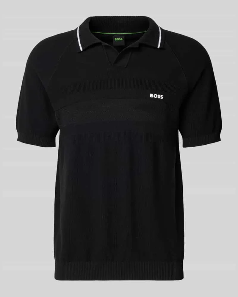 HUGO BOSS Regular Fit Poloshirt aus Strick Black