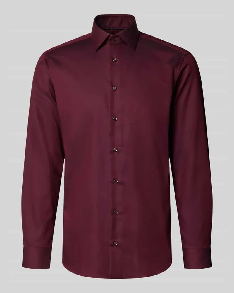 Christian Berg Regular Fit Businesss-Hemd mit Kentkragen Aubergine