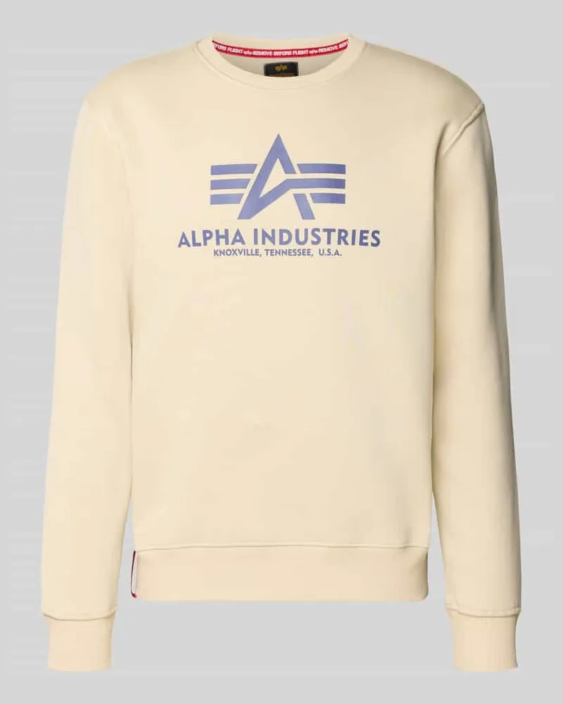 Alpha Industries Sweatshirt mit Label-Print Offwhite