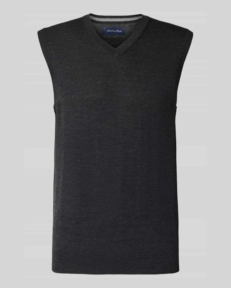 Christian Berg Strickshirt aus Lanawolle mit V-Ausschnitt 