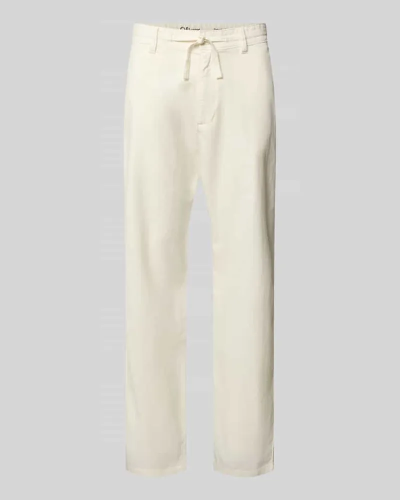 S.Oliver Relaxed Fit Hose aus Leinen-Baumwoll-Mix Weiss